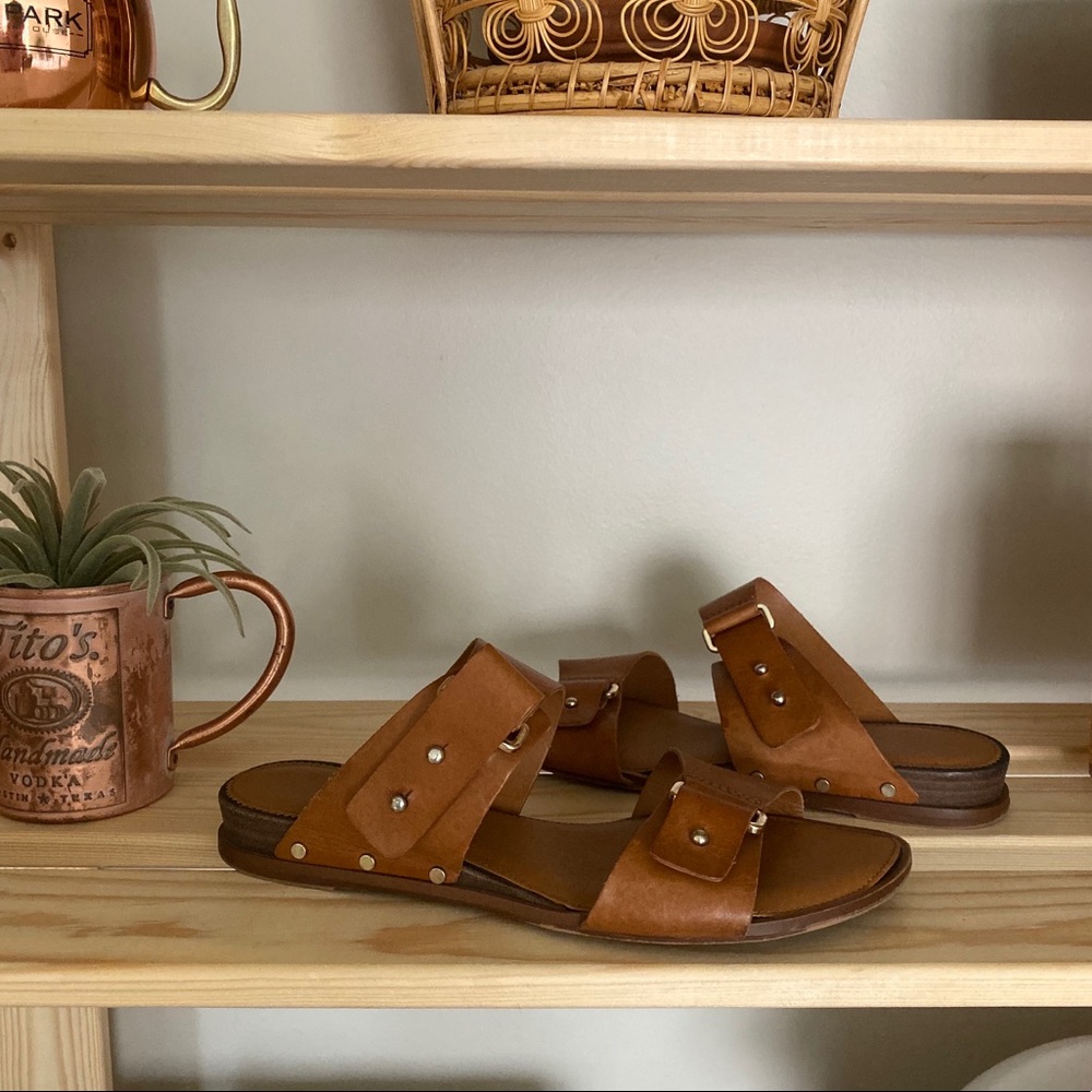 Franco Sarto Leather Studded Sandals